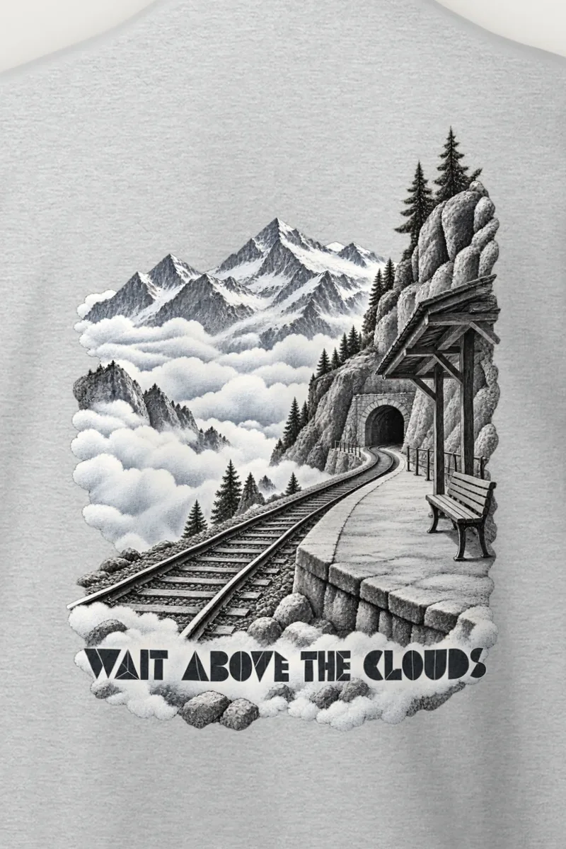 "Wait Above the Clouds" Heavy Blend Unisex Crewneck Sweatshirt - the graphic up close