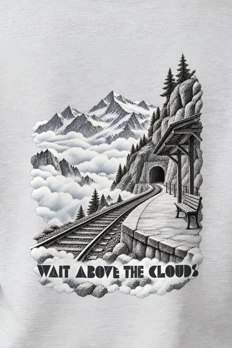 "Wait Above the Clouds" 1 Crewneck Sweatshirt - the graphic up close