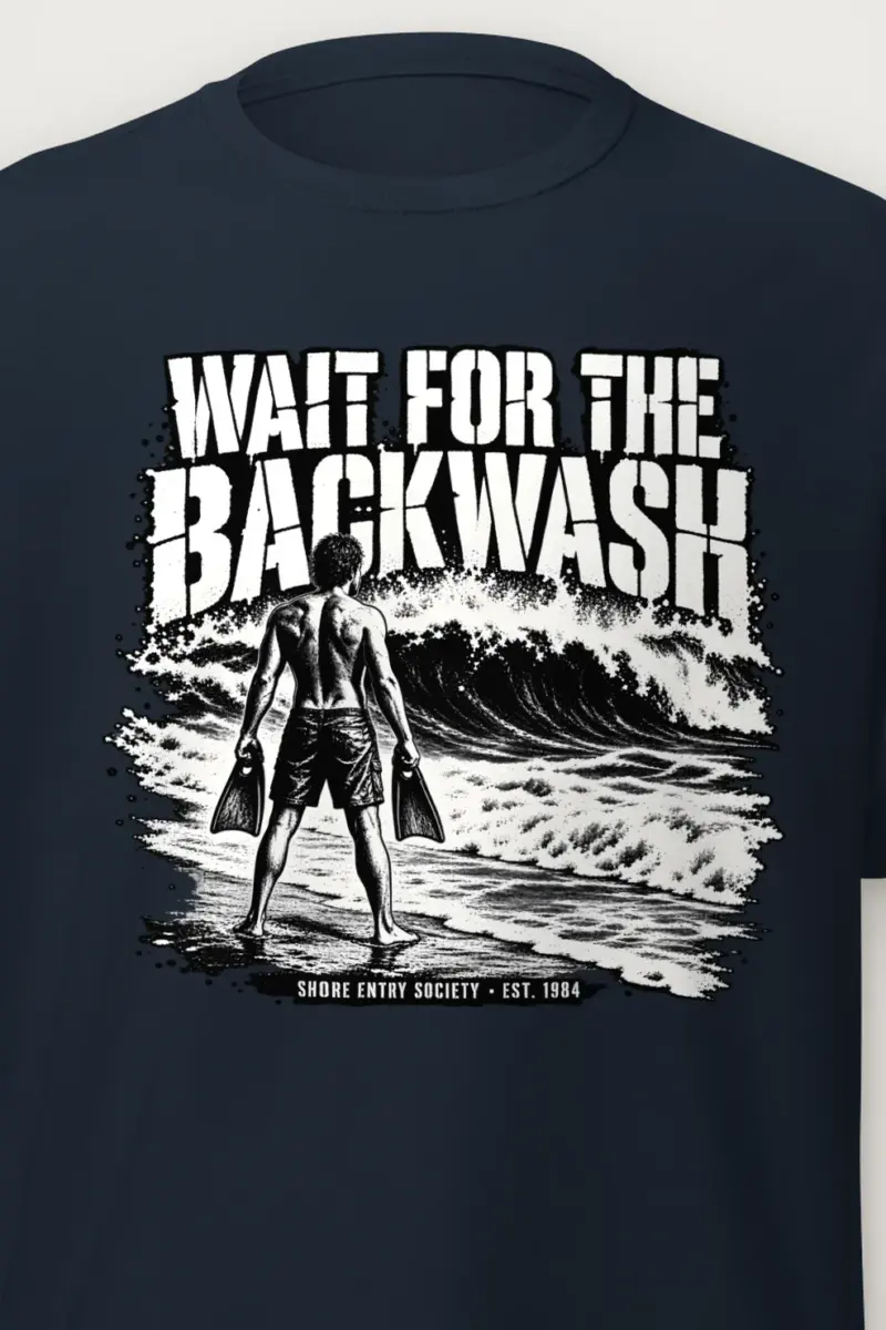 "Wait for the Backwash" Heavyweight Unisex Crewneck T-shirt - the graphic up close