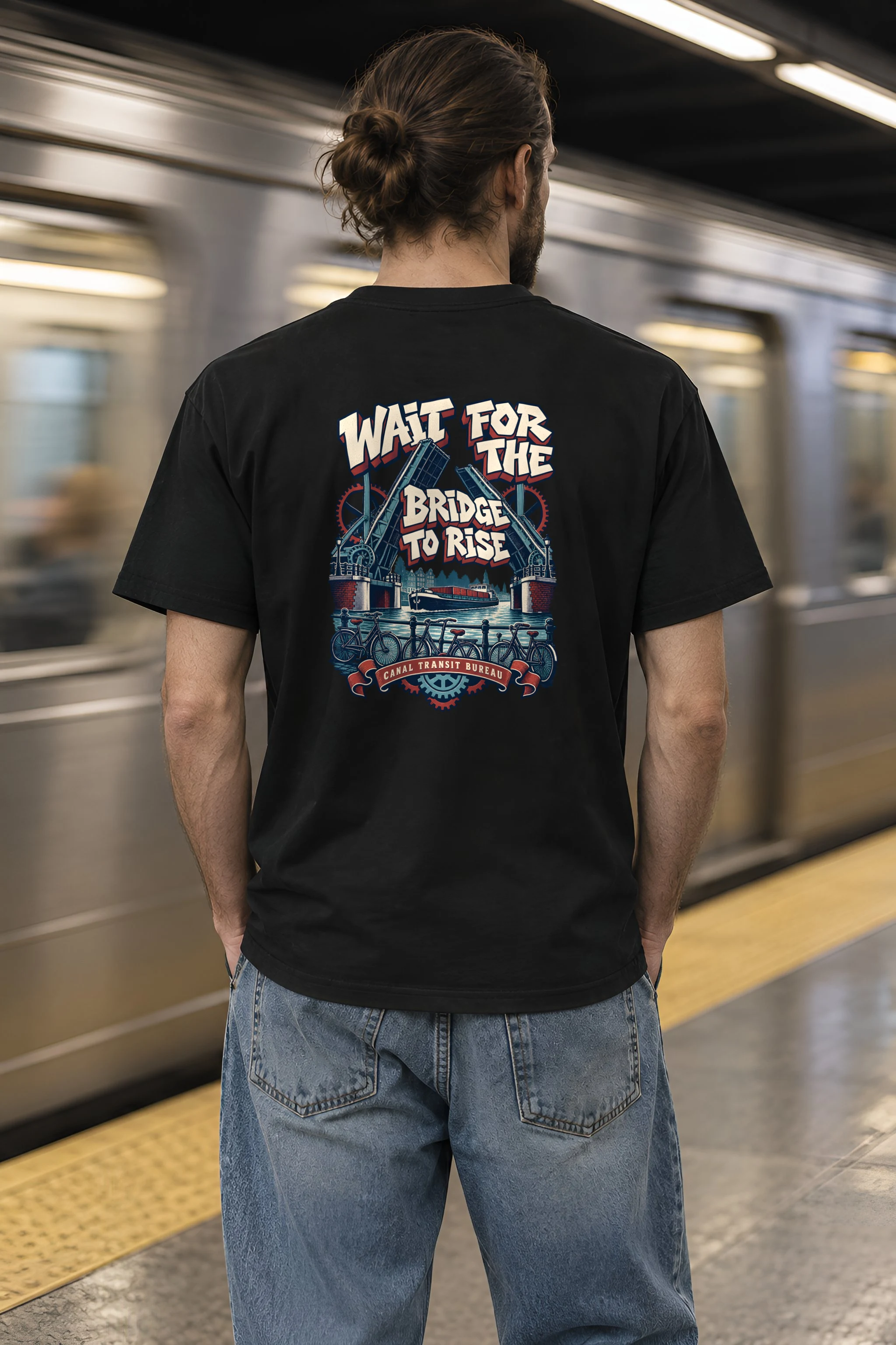 "WAIT FOR THE BRIDGE TO RISE" Heavyweight Unisex Crewneck T-shirt