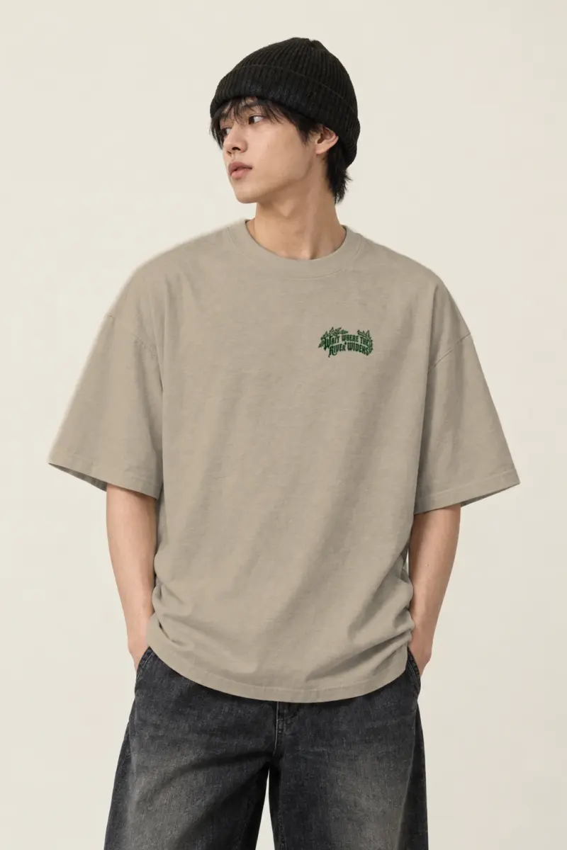 “Wait Where the River Widens” Men’s Oversized Heavyweight Crewneck T-Shirt