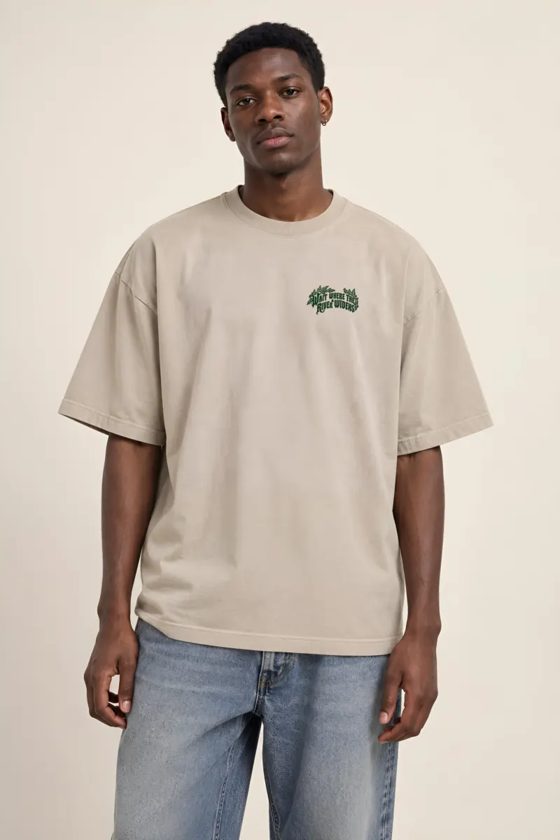 "Wait Where the River Widens" Unisex Oversized Heavyweight Crewneck T-Shirt