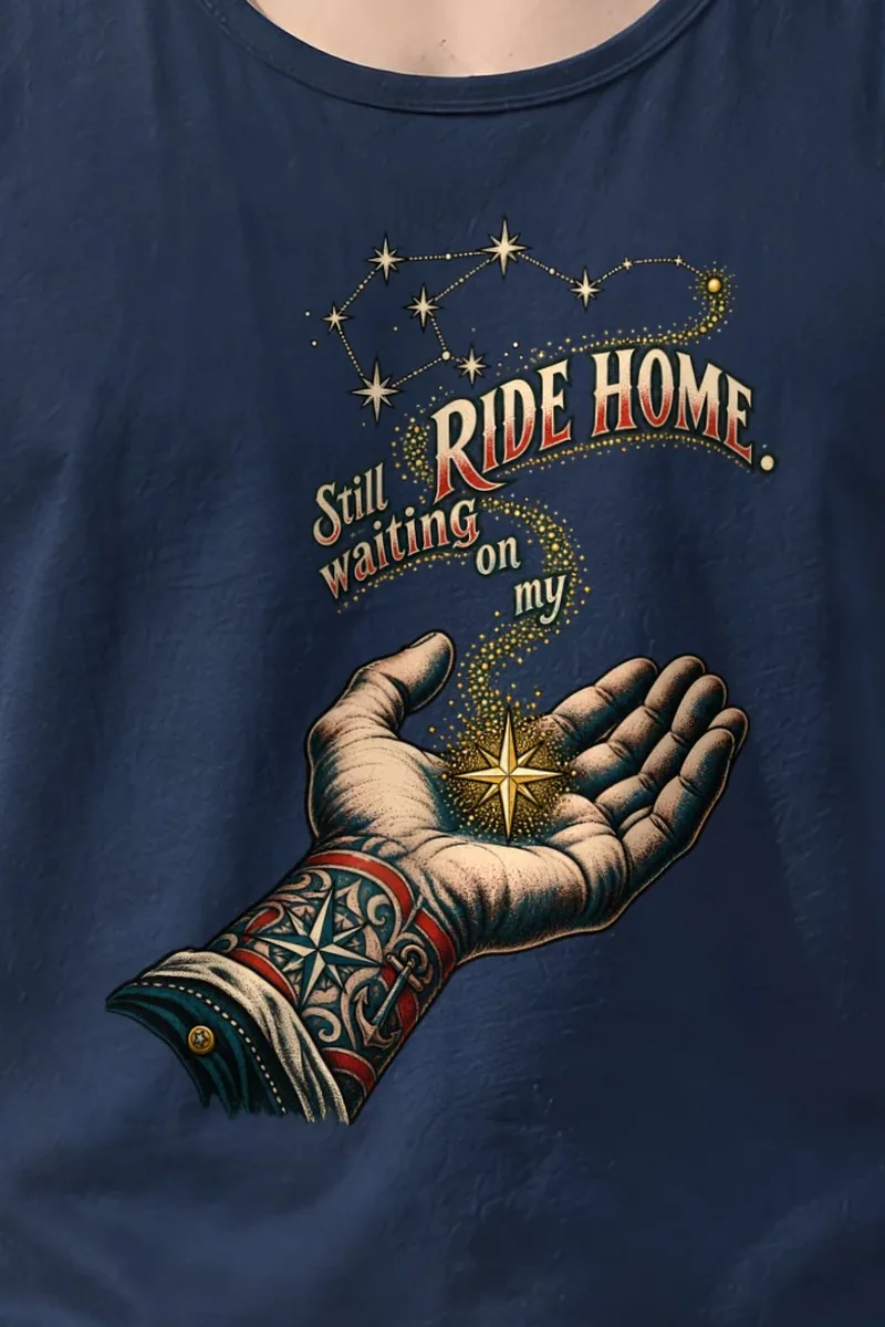 "Waiting On My Ride Home" Unisex Jersey Tank - the graphic up close