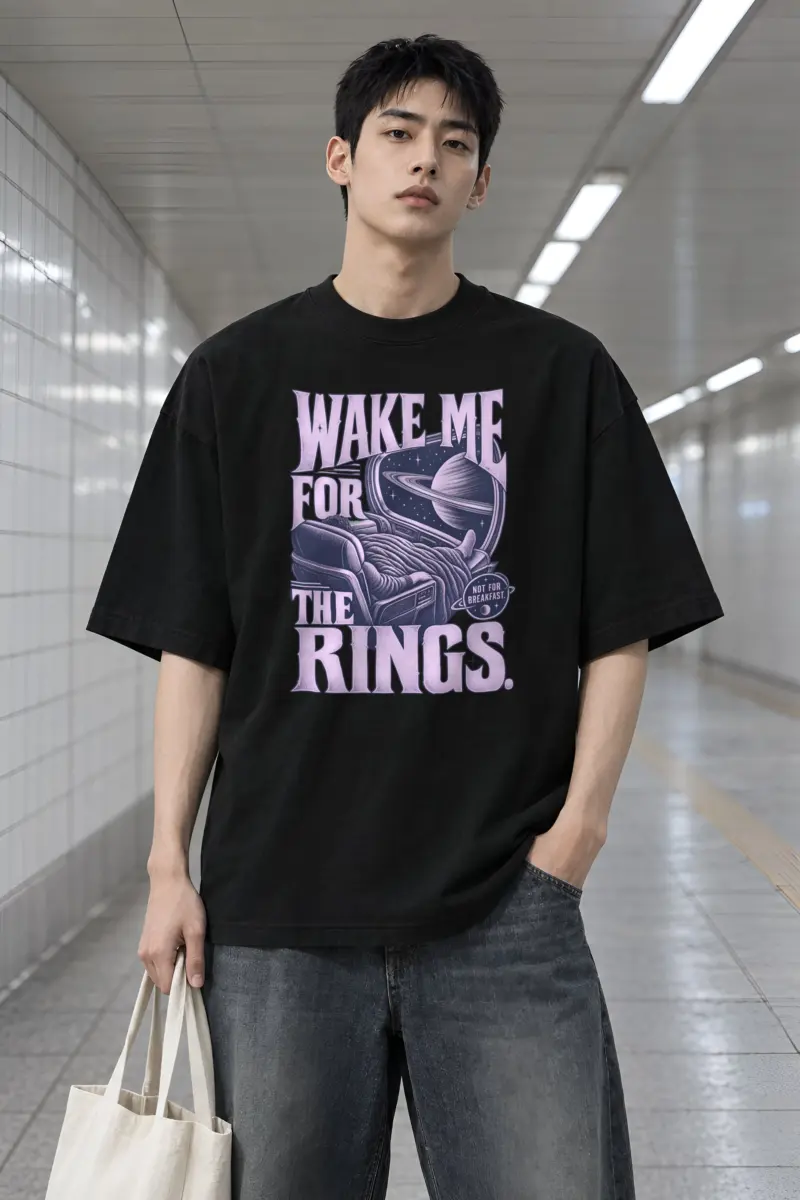 “Wake Me For The Rings” Men’s Oversized Heavyweight Crewneck T-Shirt