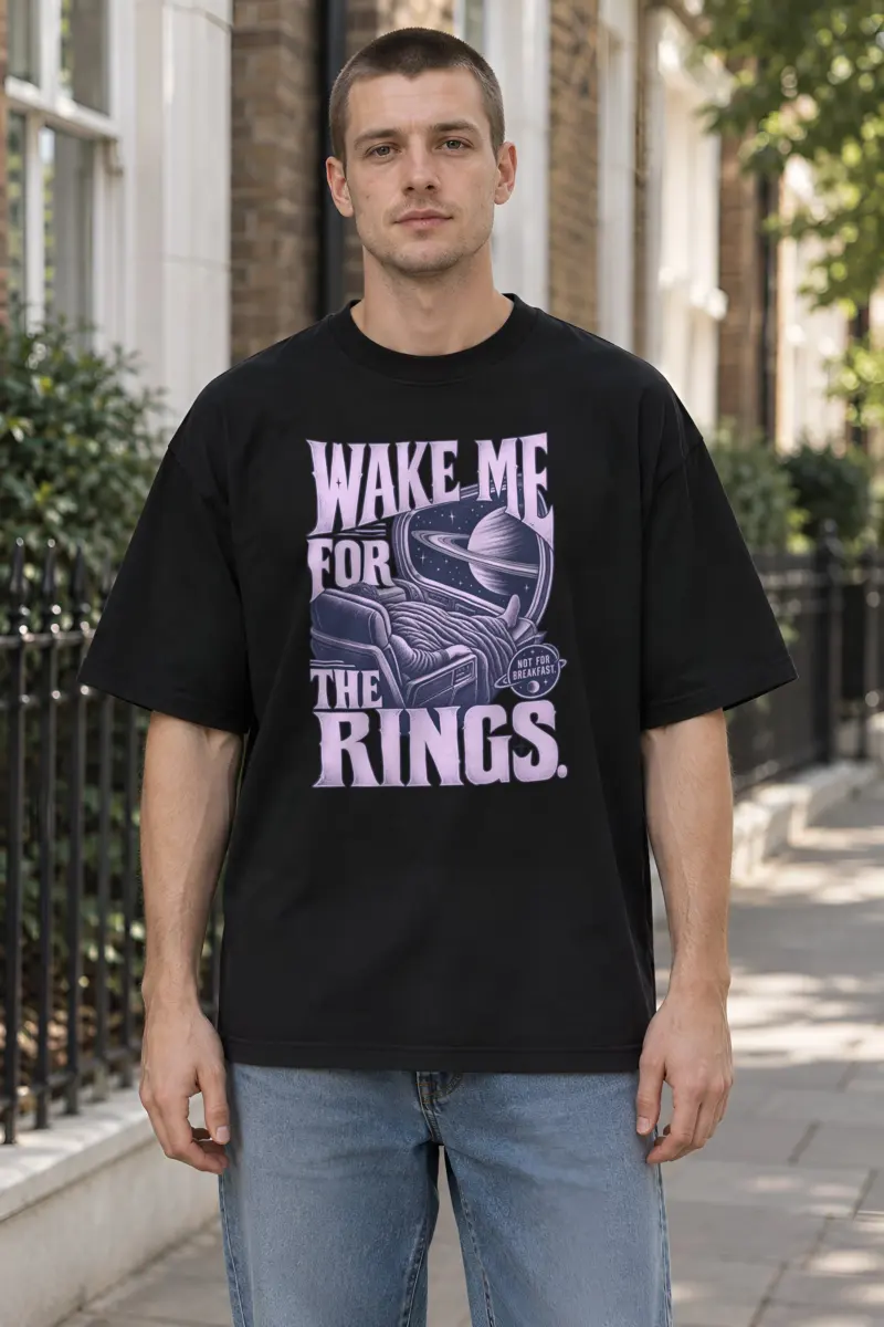 "Wake Me For The Rings" Men's Oversized Heavyweight Crewneck T-Shirt