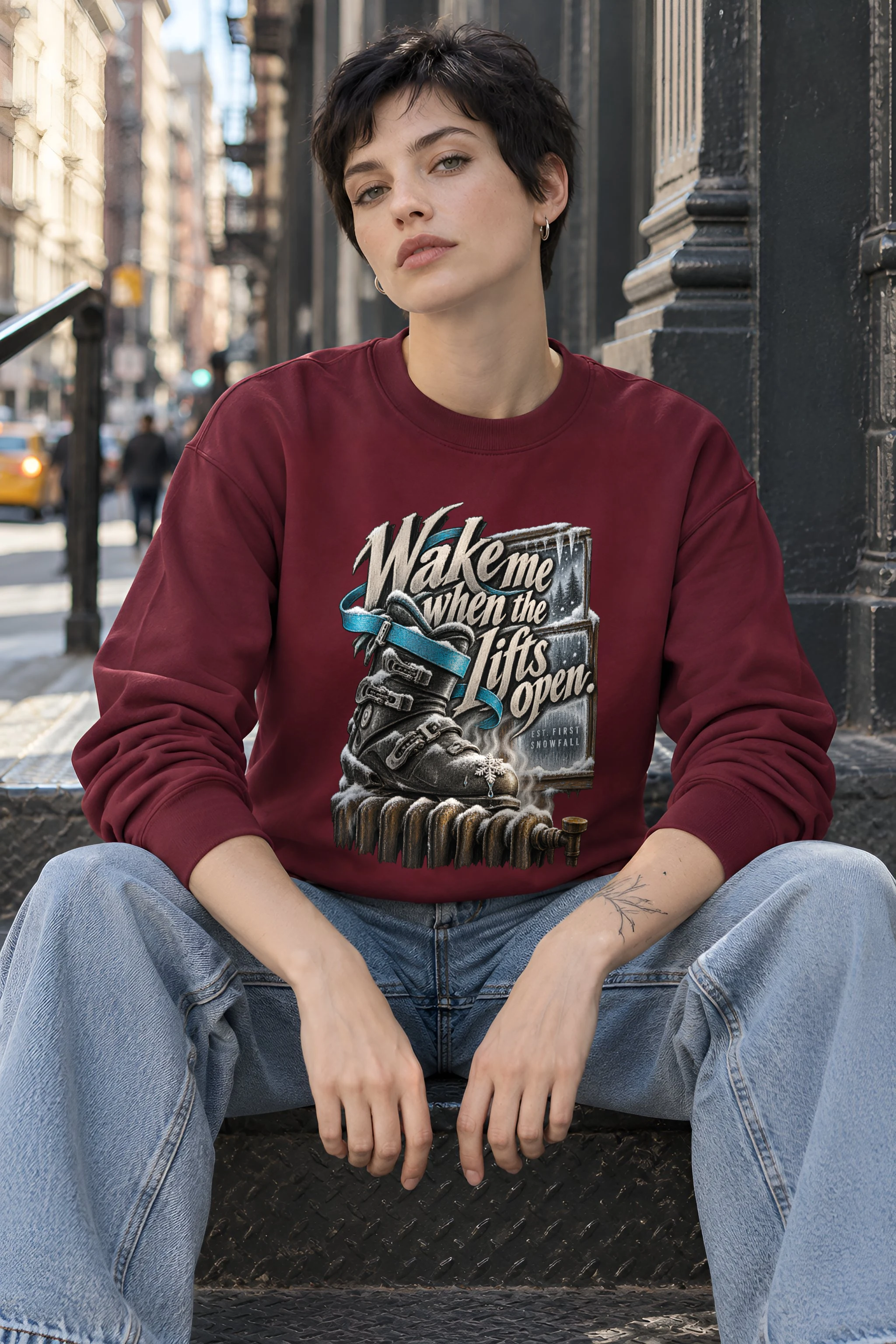 "Wake Me When the Lifts Open" Unisex Crewneck Sweatshirt
