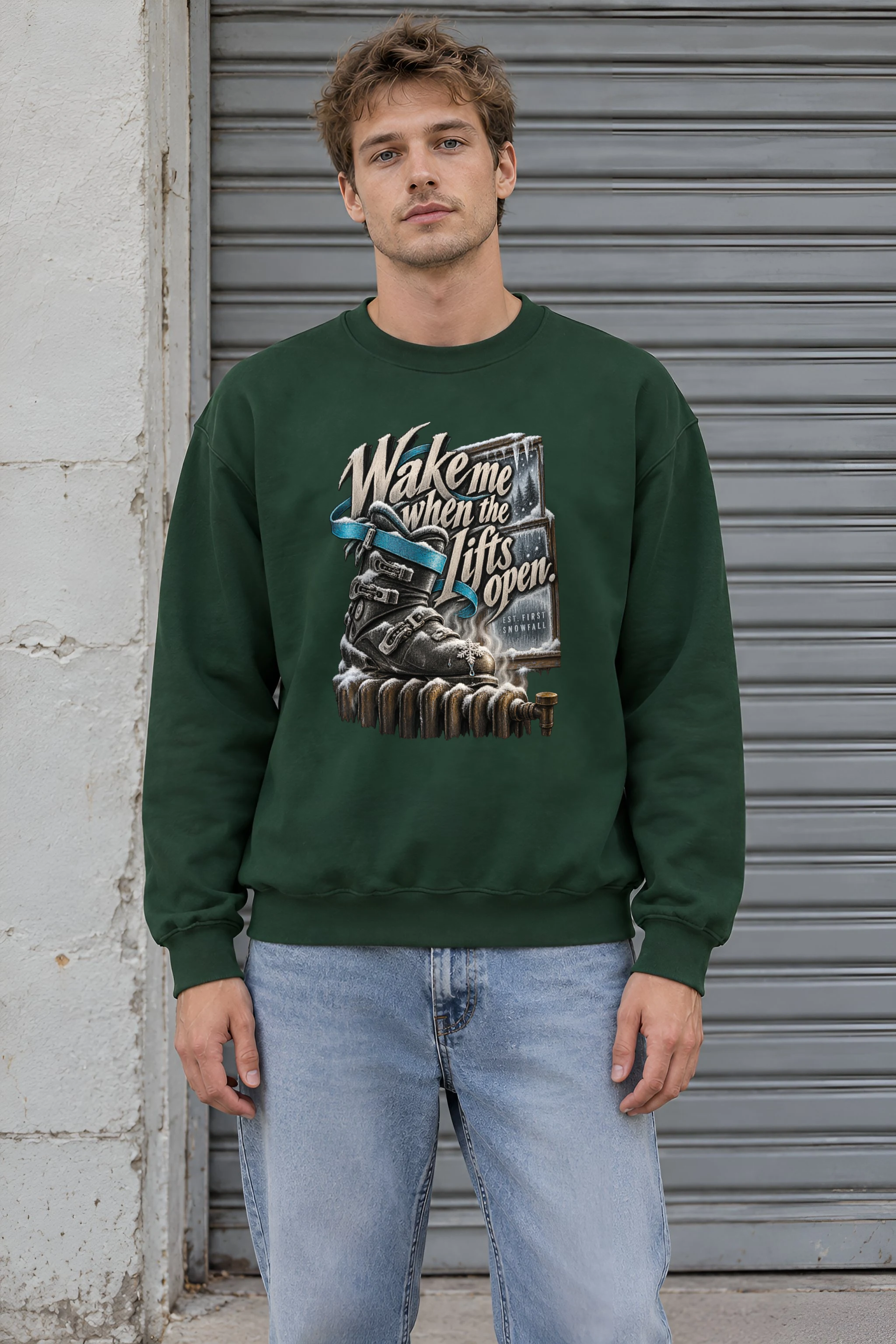 "Wake Me When the Lifts Open" Unisex Crewneck Sweatshirt