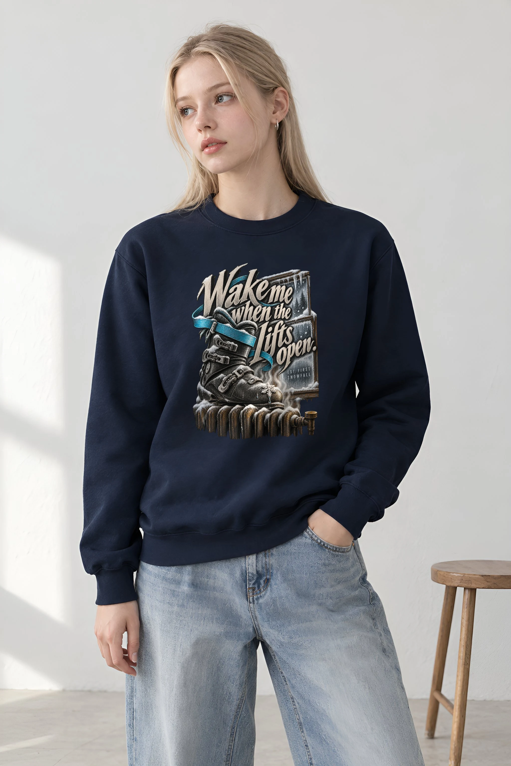 "Wake Me When the Lifts Open" Unisex Crewneck Sweatshirt