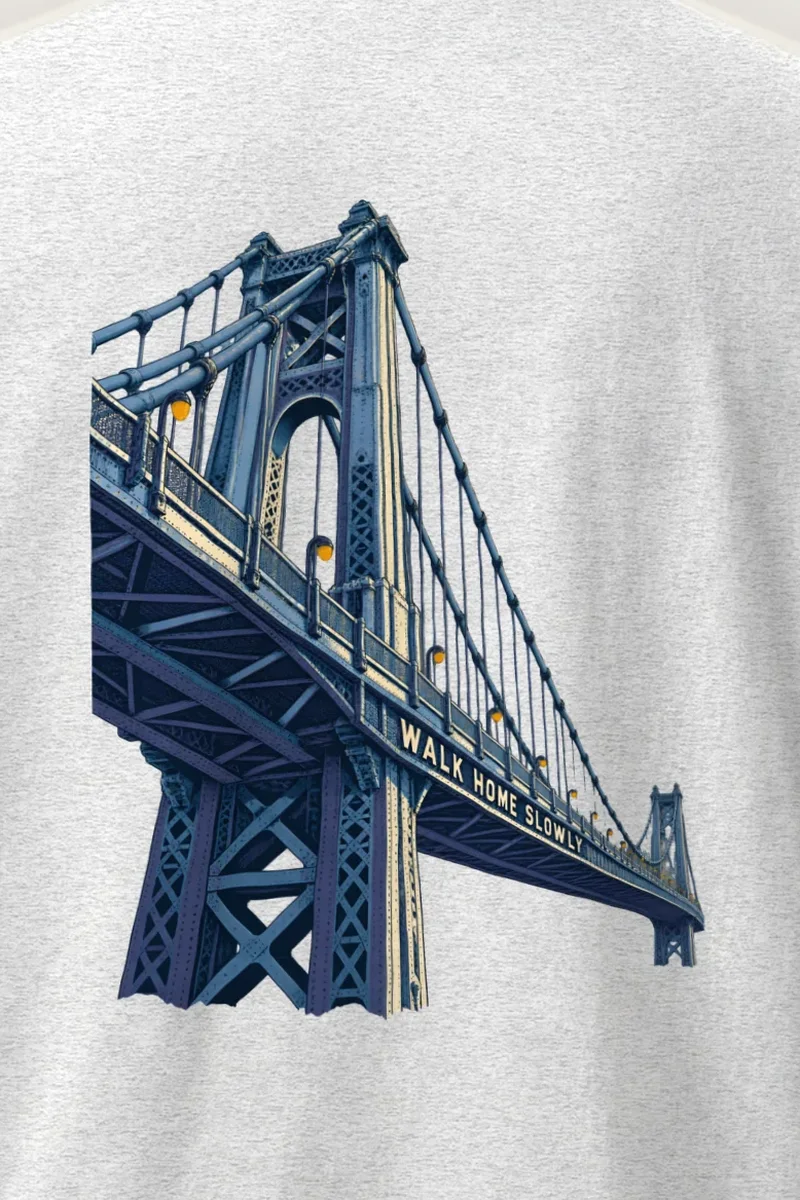 "Walk Home Slowly" Heavyweight Unisex Crewneck T-shirt - the graphic up close