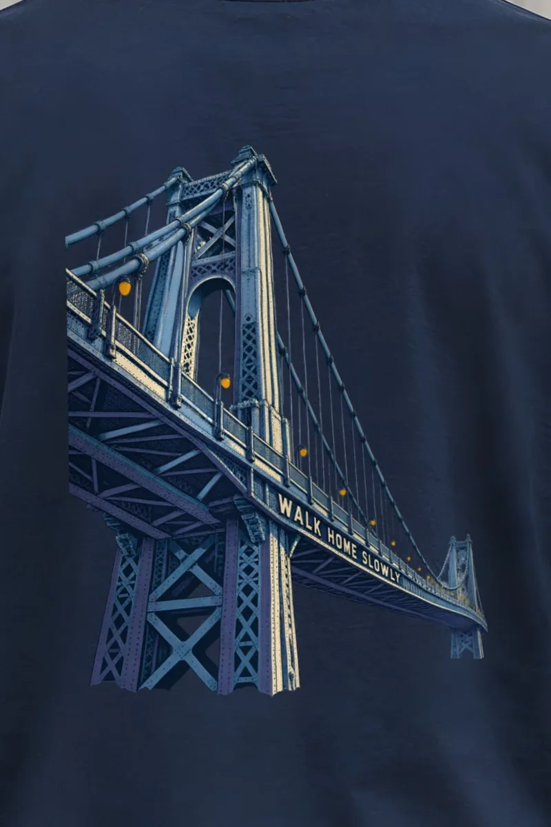 "Walk Home Slowly" Unisex Longsleeve T-shirt - the graphic up close