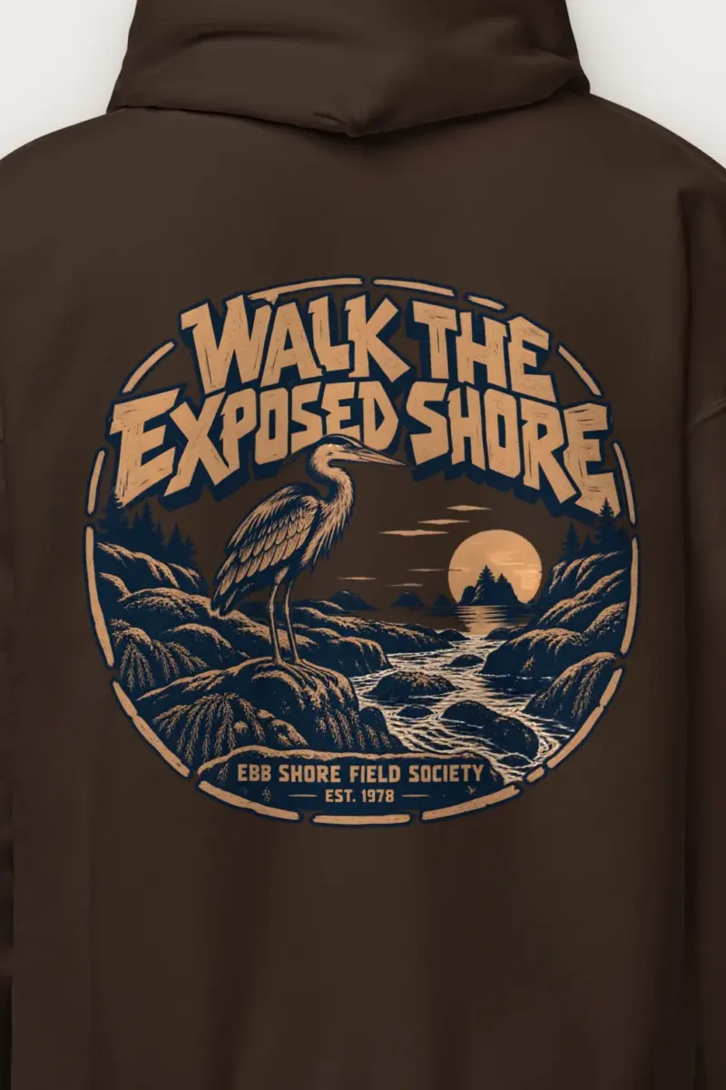 "WALK THE EXPOSED SHORE" Heavy Blend Unisex Pullover Hoodie - the graphic up close