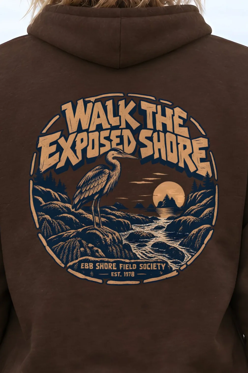 "WALK THE EXPOSED SHORE" Heavy Blend Unisex Pullover Hoodie - the graphic up close
