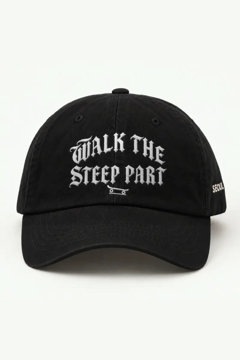 "Walk the Steep Part" Classic Dad Hat · Embroidered — black/cap-front
