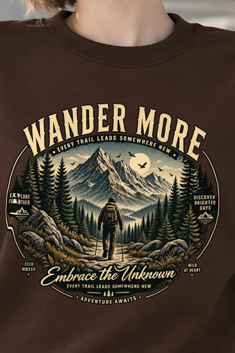 "Wander More" 1 Crewneck Sweatshirt - the graphic up close