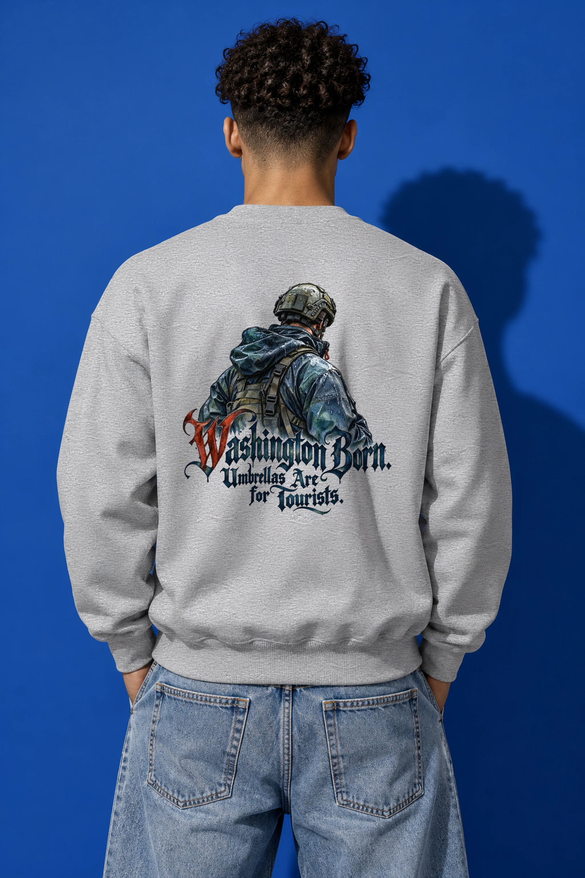 "Washington Born Umbrellas Are for Tourists" Heavy Blend Unisex Crewneck Sweatshirt