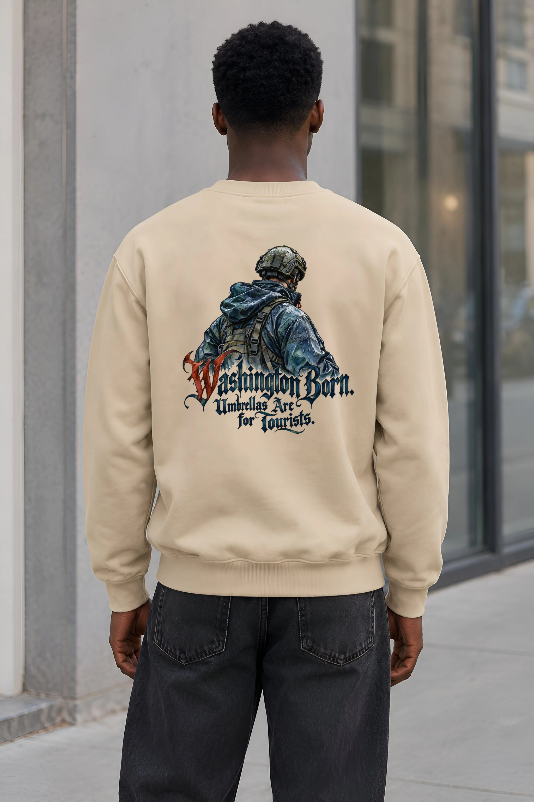 "Washington Born Umbrellas Are for Tourists" Heavy Blend Unisex Crewneck Sweatshirt