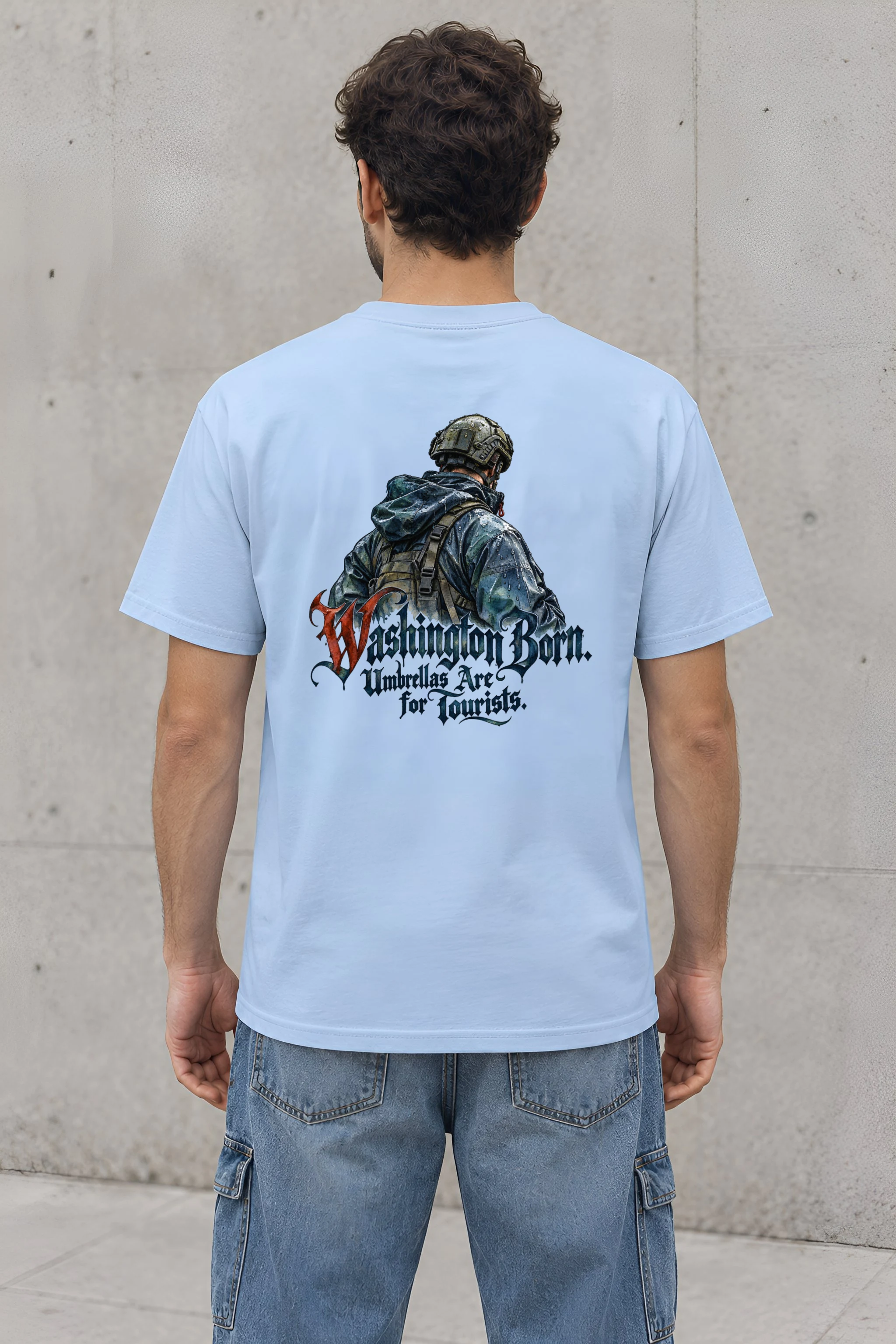 "Washington Born Umbrellas Are for Tourists" Heavyweight Unisex Crewneck T-shirt