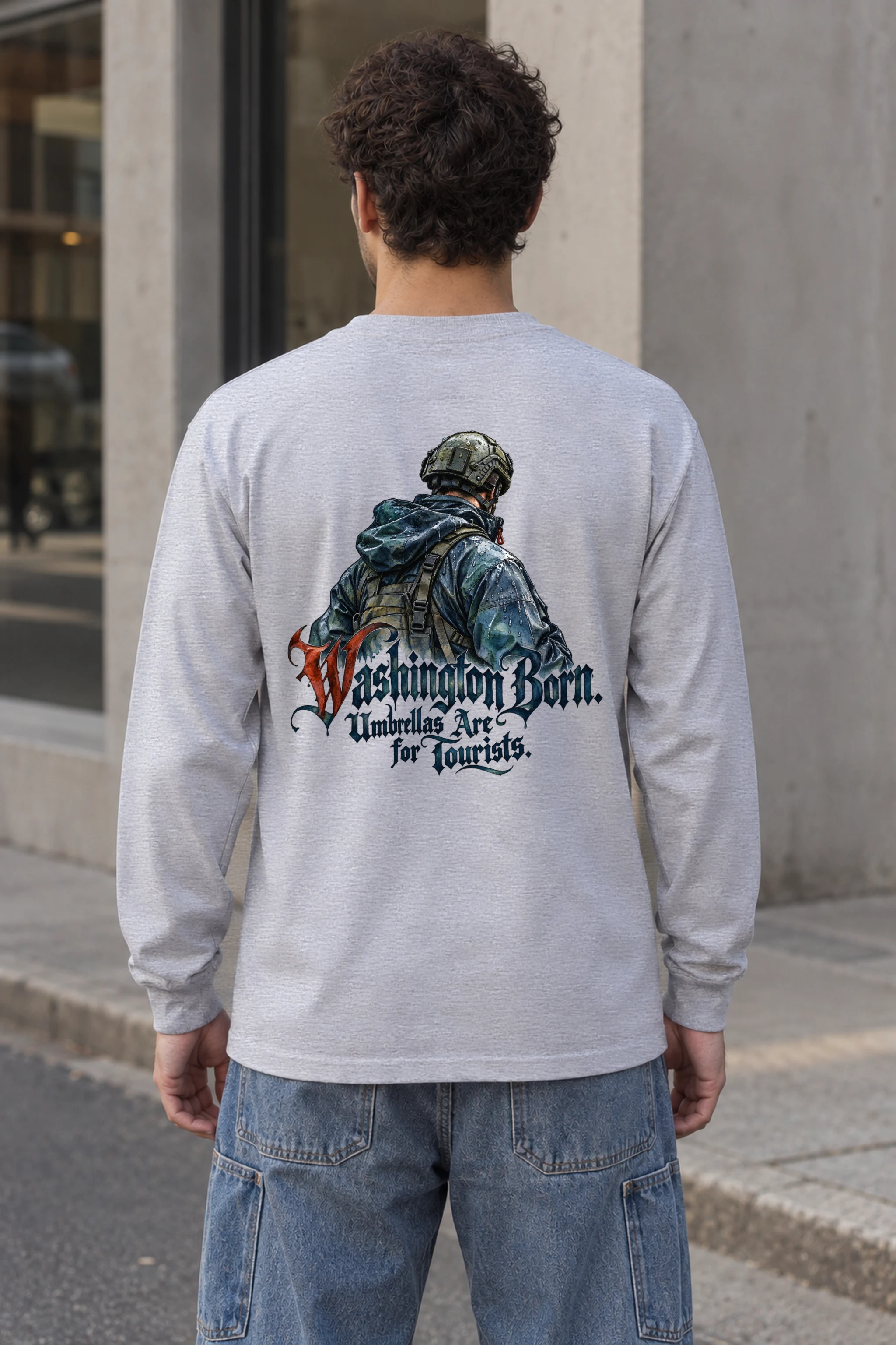 "Washington Born Umbrellas Are for Tourists" Unisex Longsleeve T-shirt