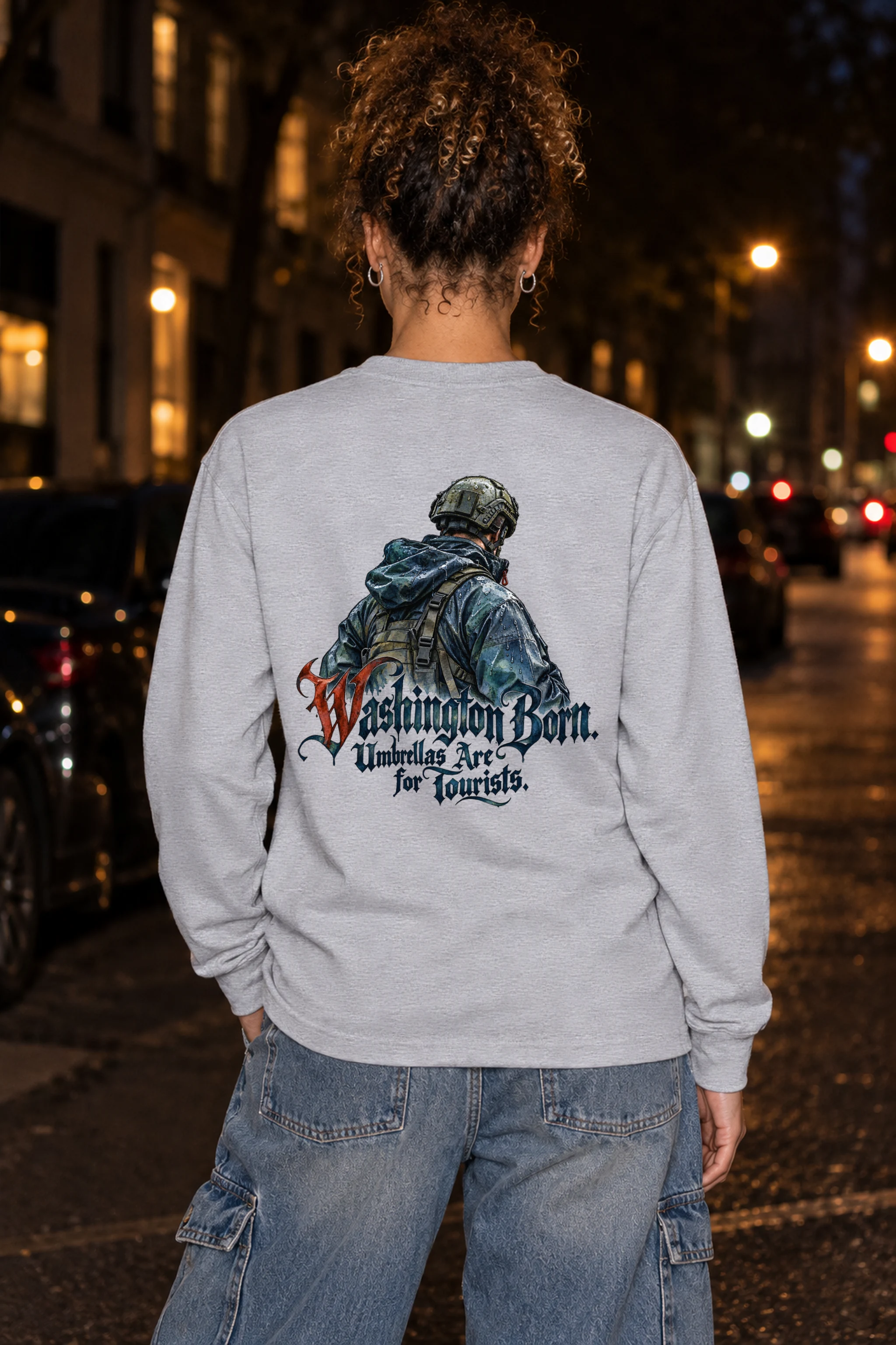 "Washington Born Umbrellas Are for Tourists" Unisex Longsleeve T-shirt