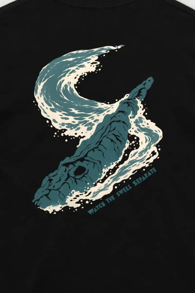 "Watch the Swell Separate" Unisex Longsleeve T-shirt - the graphic up close