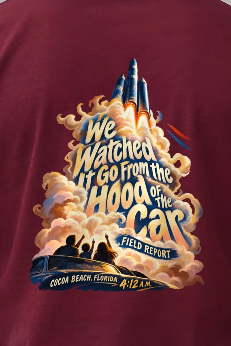 "Watched It From the Hood" Heavyweight Unisex Crewneck T-shirt - the graphic up close