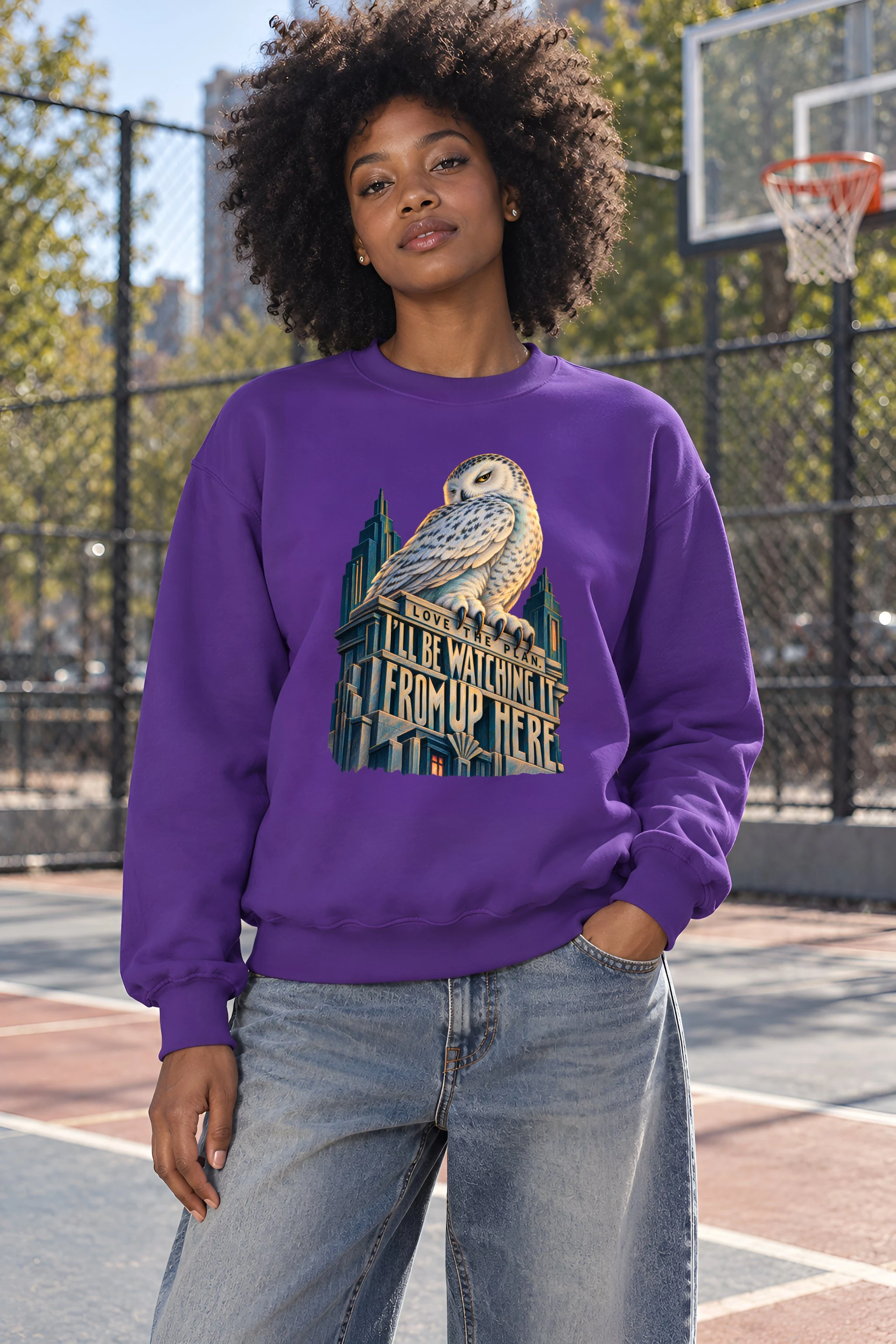 "Watching From Up Here Owl" Unisex Crewneck Sweatshirt
