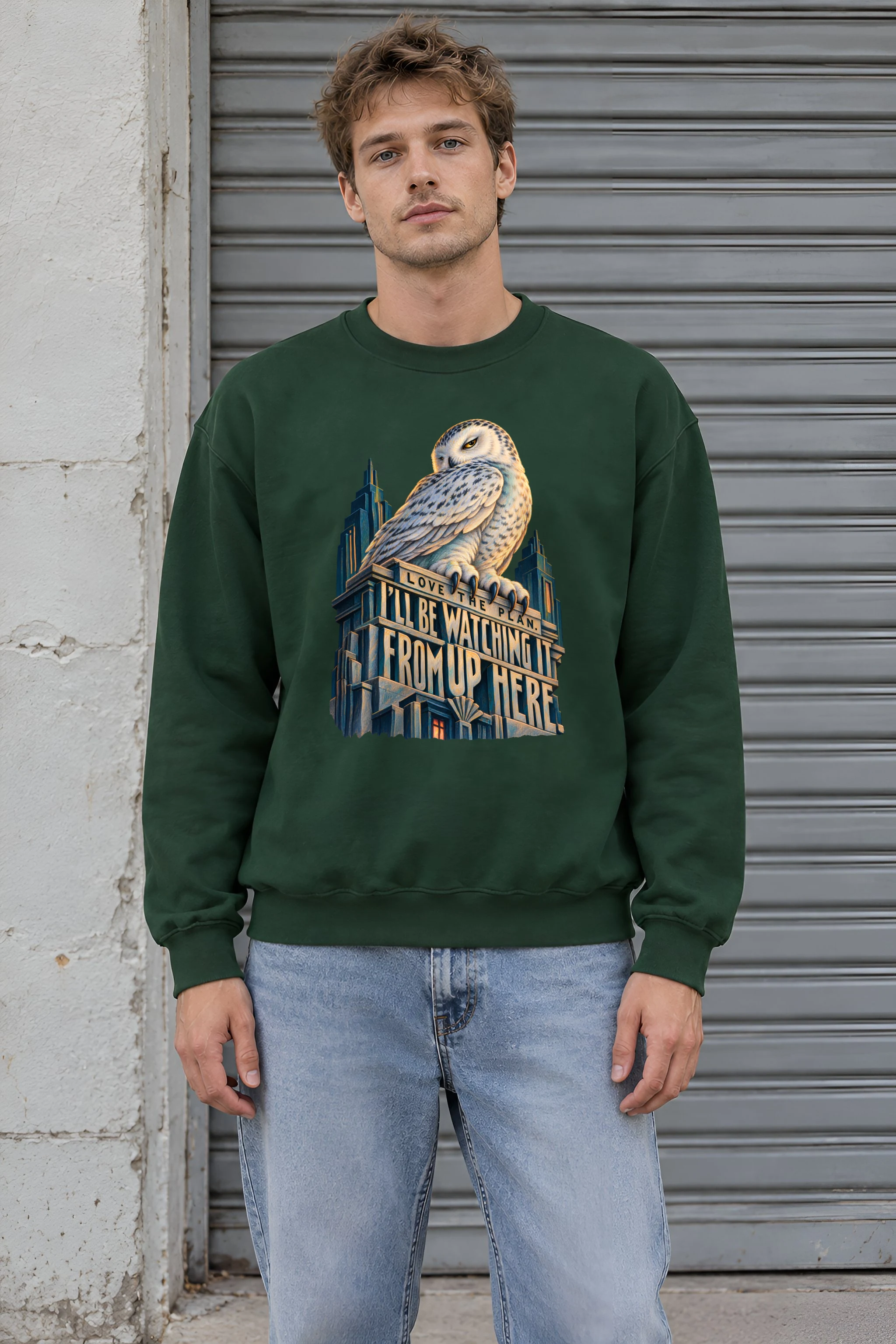 "Watching From Up Here Owl" Unisex Crewneck Sweatshirt