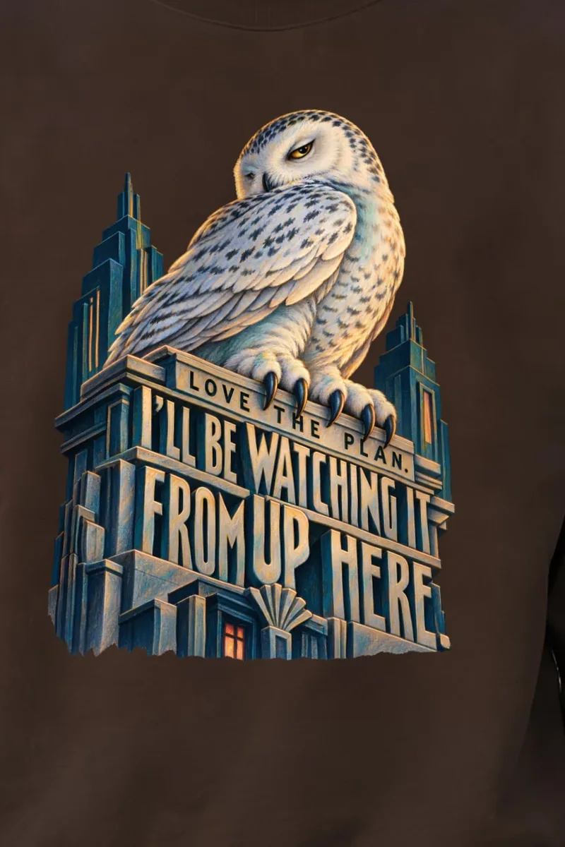 "Watching From Up Here Owl" Unisex Crewneck Sweatshirt - the graphic up close