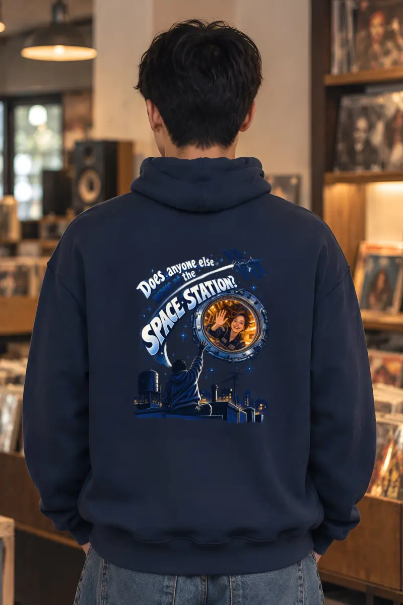 “Wave at the Space Station” Unisex Pullover Hoodie