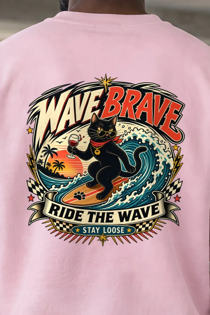 "Wave Brave" 1 Crewneck Sweatshirt - the graphic up close