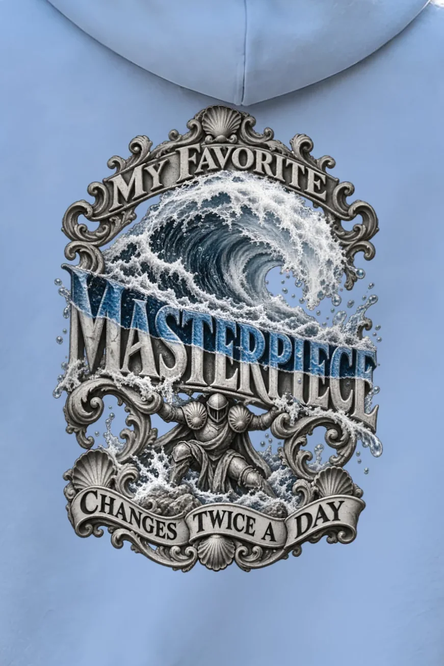 "Wave Masterpiece" Heavy Blend Unisex Pullover Hoodie - the graphic up close