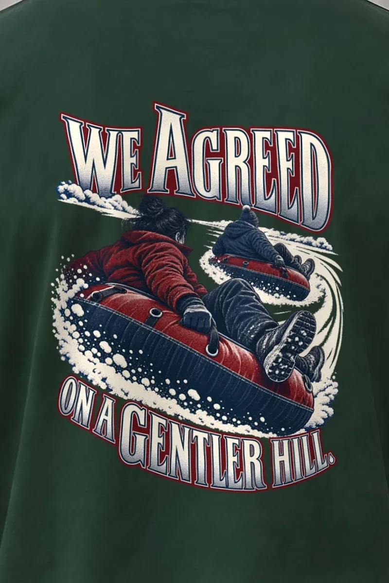 "We Agreed on a Gentler Hill" Heavyweight Unisex Crewneck T-shirt - the graphic up close