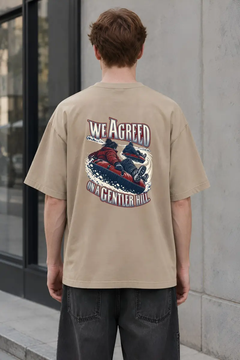"We Agreed on a Gentler Hill" Unisex Oversized Heavyweight Crewneck T-Shirt