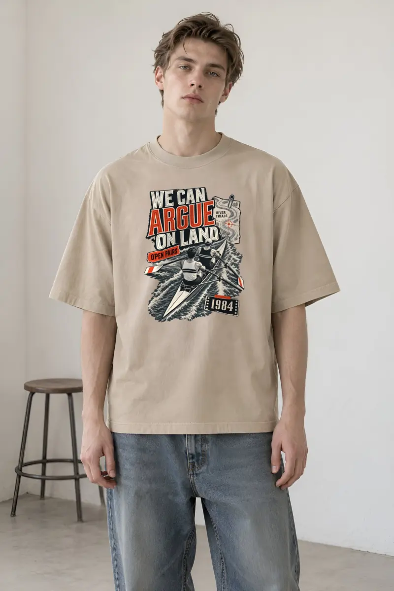 "We Can Argue River Trials" Unisex Oversized Heavyweight Crewneck T-Shirt