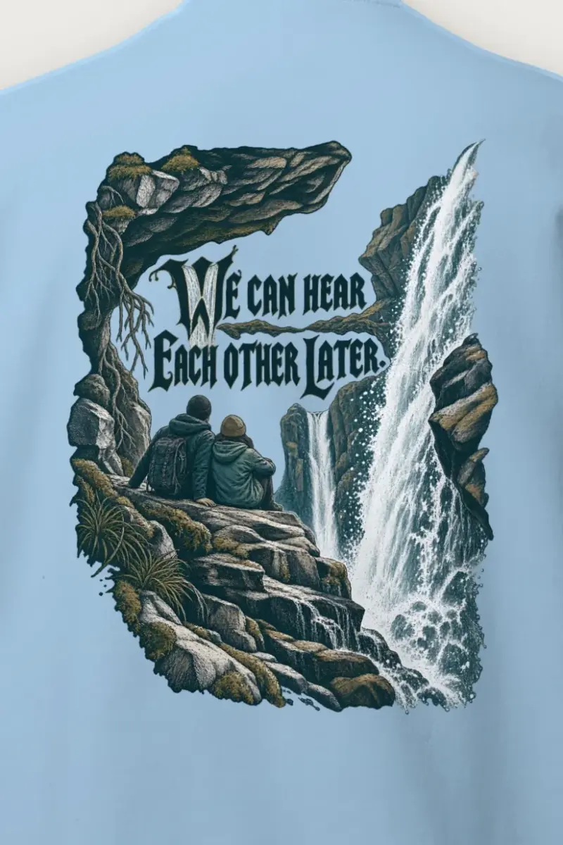"We Can Hear Each Other Later" Heavy Blend Unisex Crewneck Sweatshirt - the graphic up close