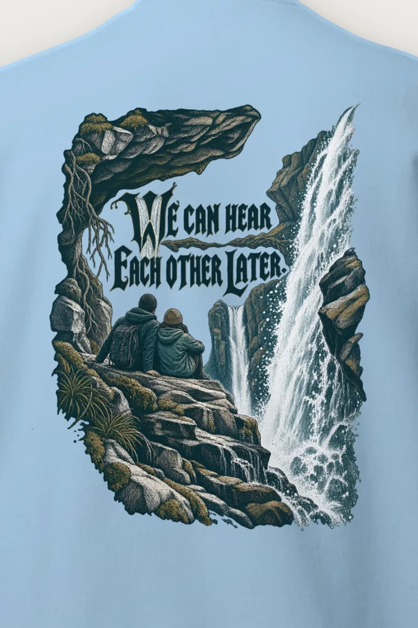 "We Can Hear Each Other Later" Heavy Blend Unisex Crewneck Sweatshirt - the graphic up close