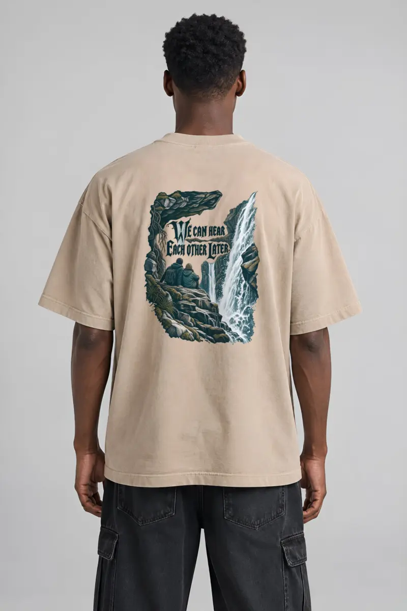 "We Can Hear Each Other Later" Men's Oversized Heavyweight Crewneck T-Shirt