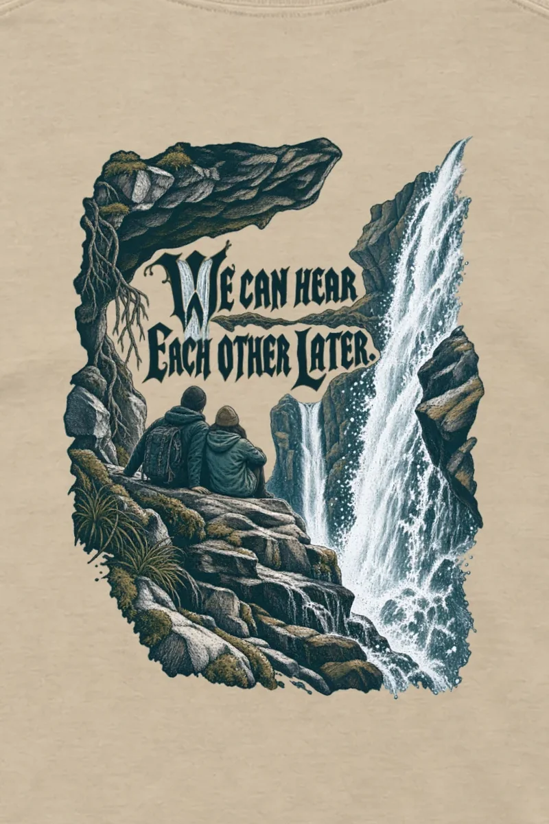 "We Can Hear Each Other Later" Unisex Longsleeve T-shirt - the graphic up close