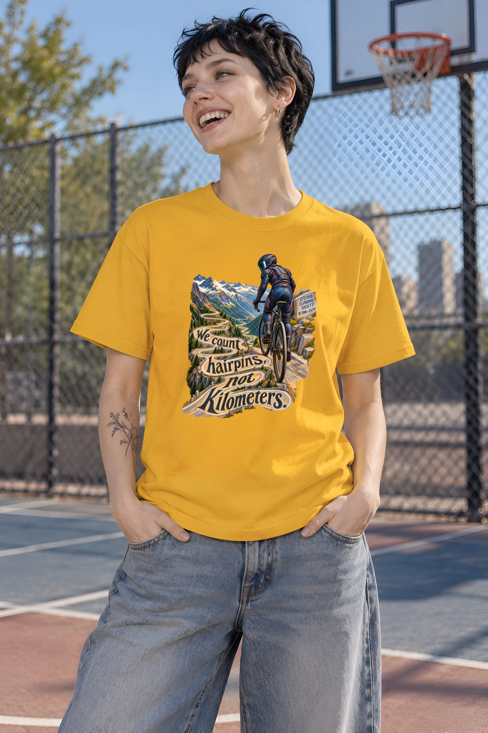"We Count Hairpins, Not Kilometers" Heavyweight Unisex Crewneck T-shirt
