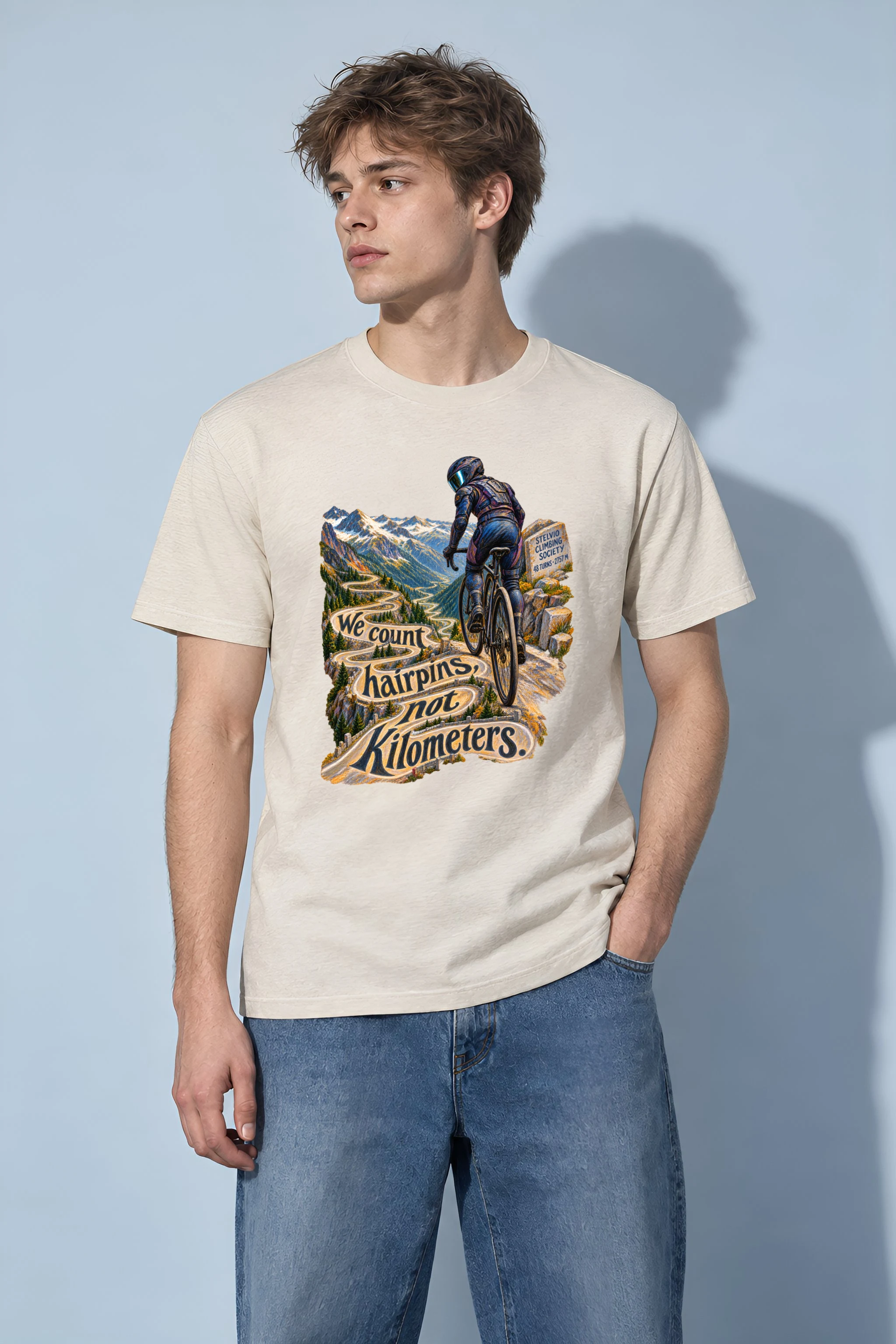 "We Count Hairpins, Not Kilometers" Heavyweight Unisex Crewneck T-shirt