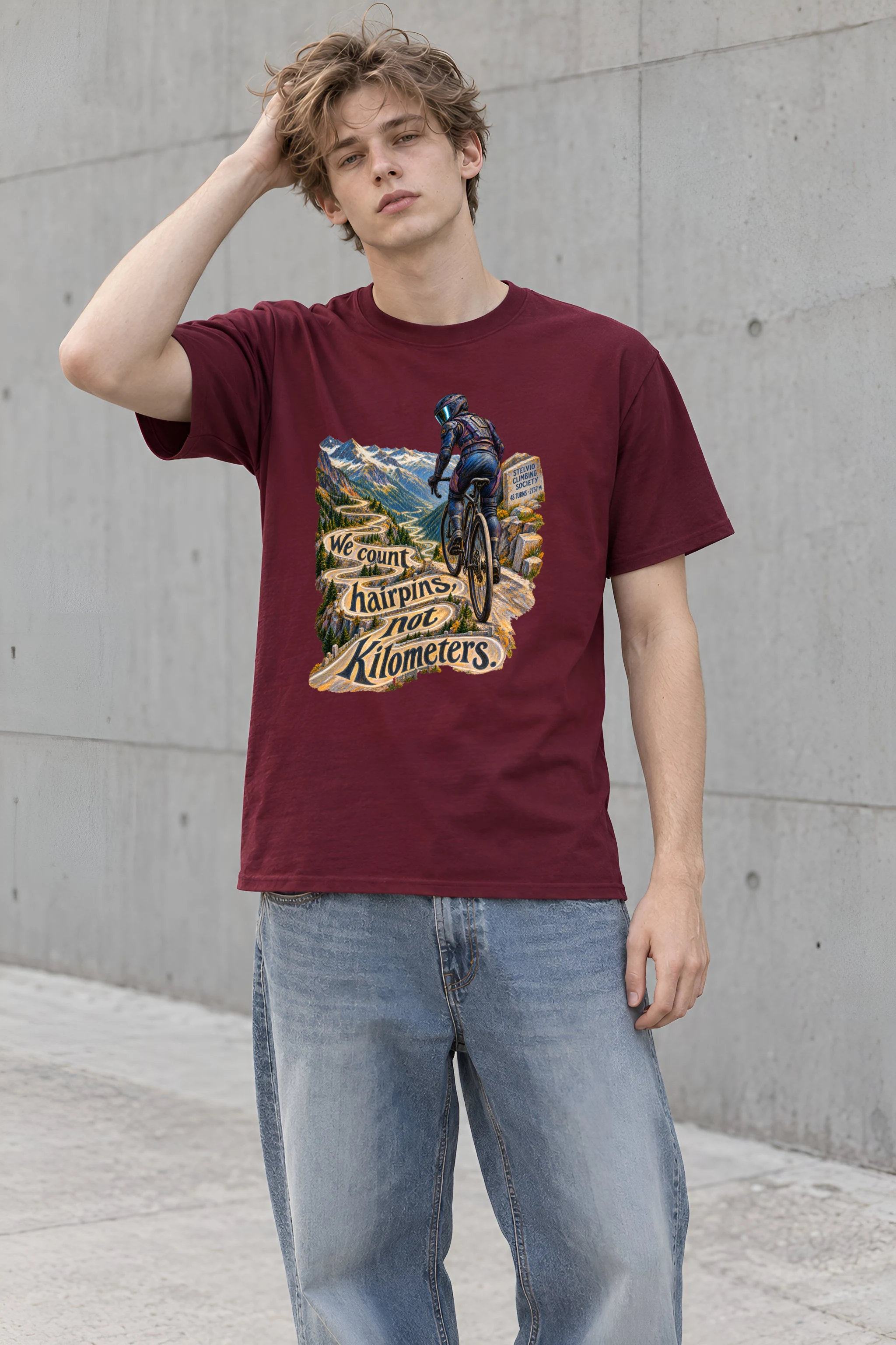 "We Count Hairpins, Not Kilometers" Heavyweight Unisex Crewneck T-shirt