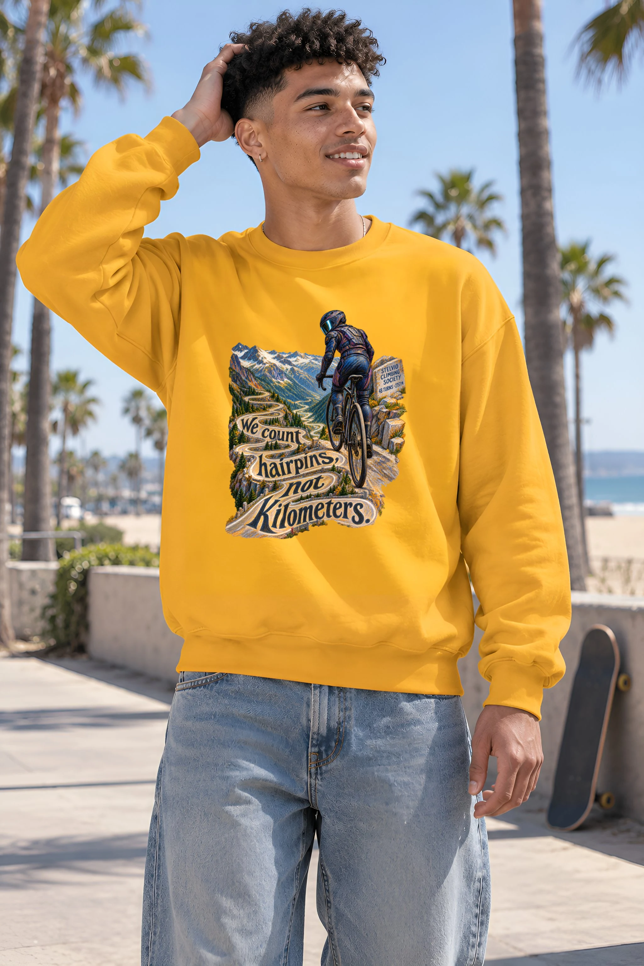 "We Count Hairpins, Not Kilometers" Unisex Crewneck Sweatshirt