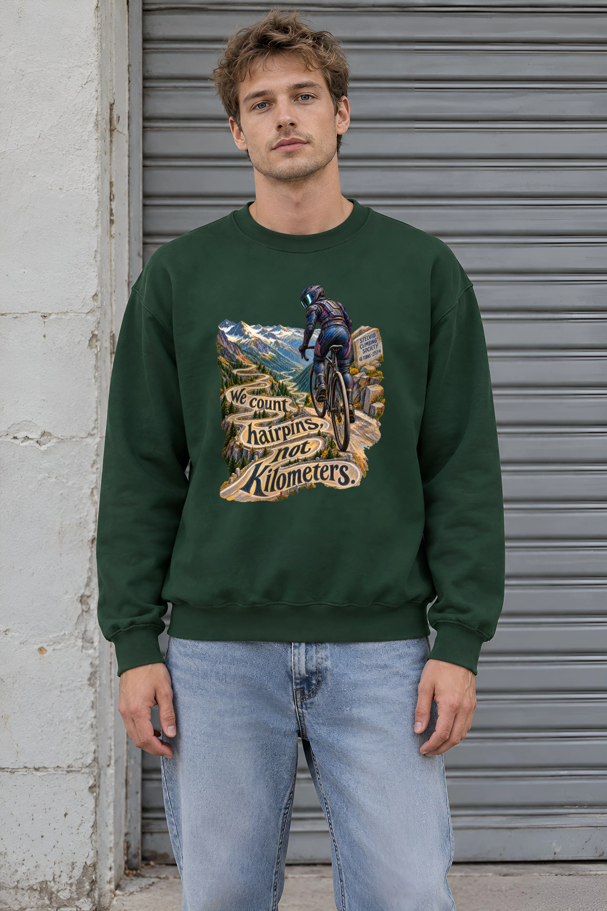"We Count Hairpins, Not Kilometers" Unisex Crewneck Sweatshirt