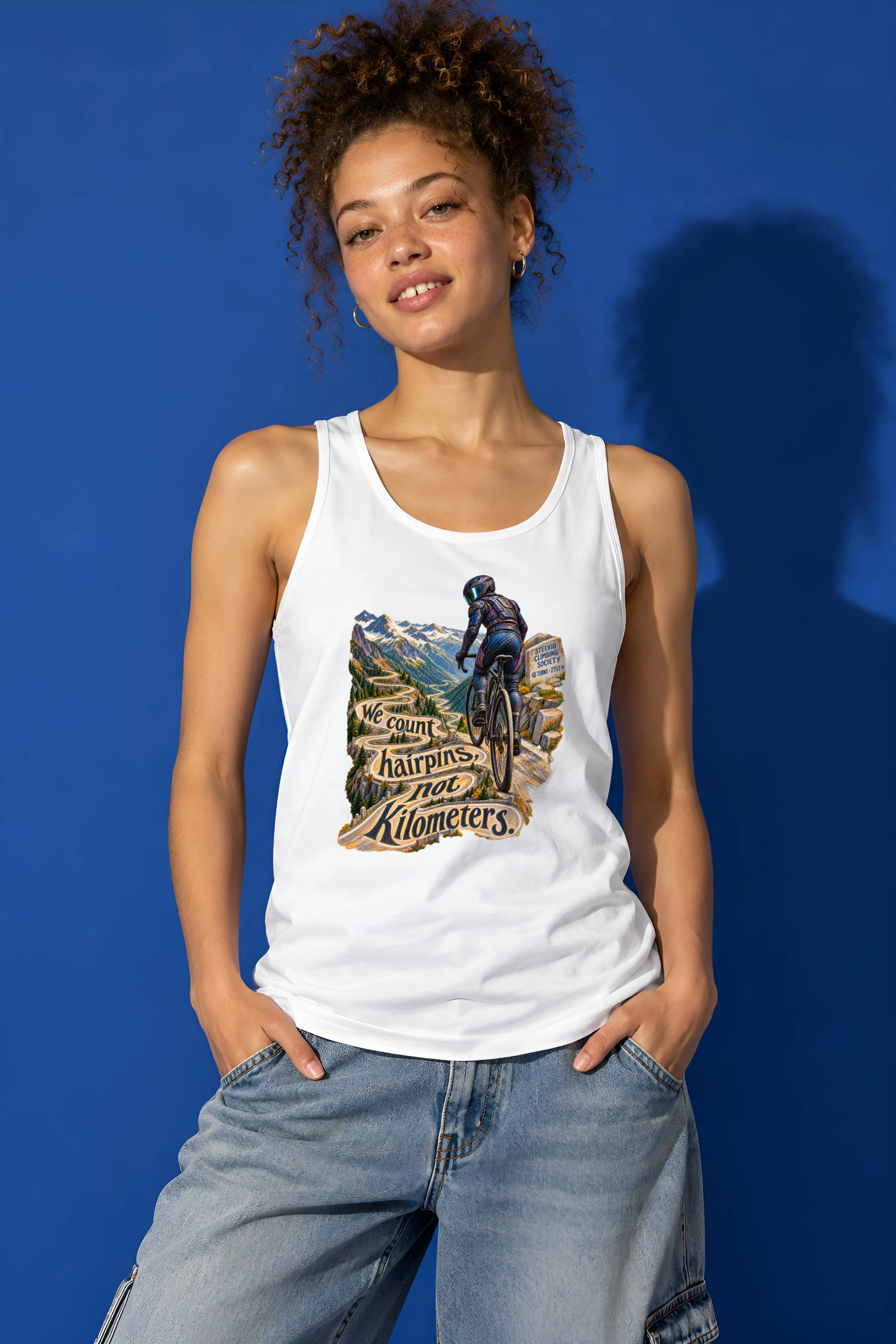 "We Count Hairpins, Not Kilometers" Unisex Jersey Tank