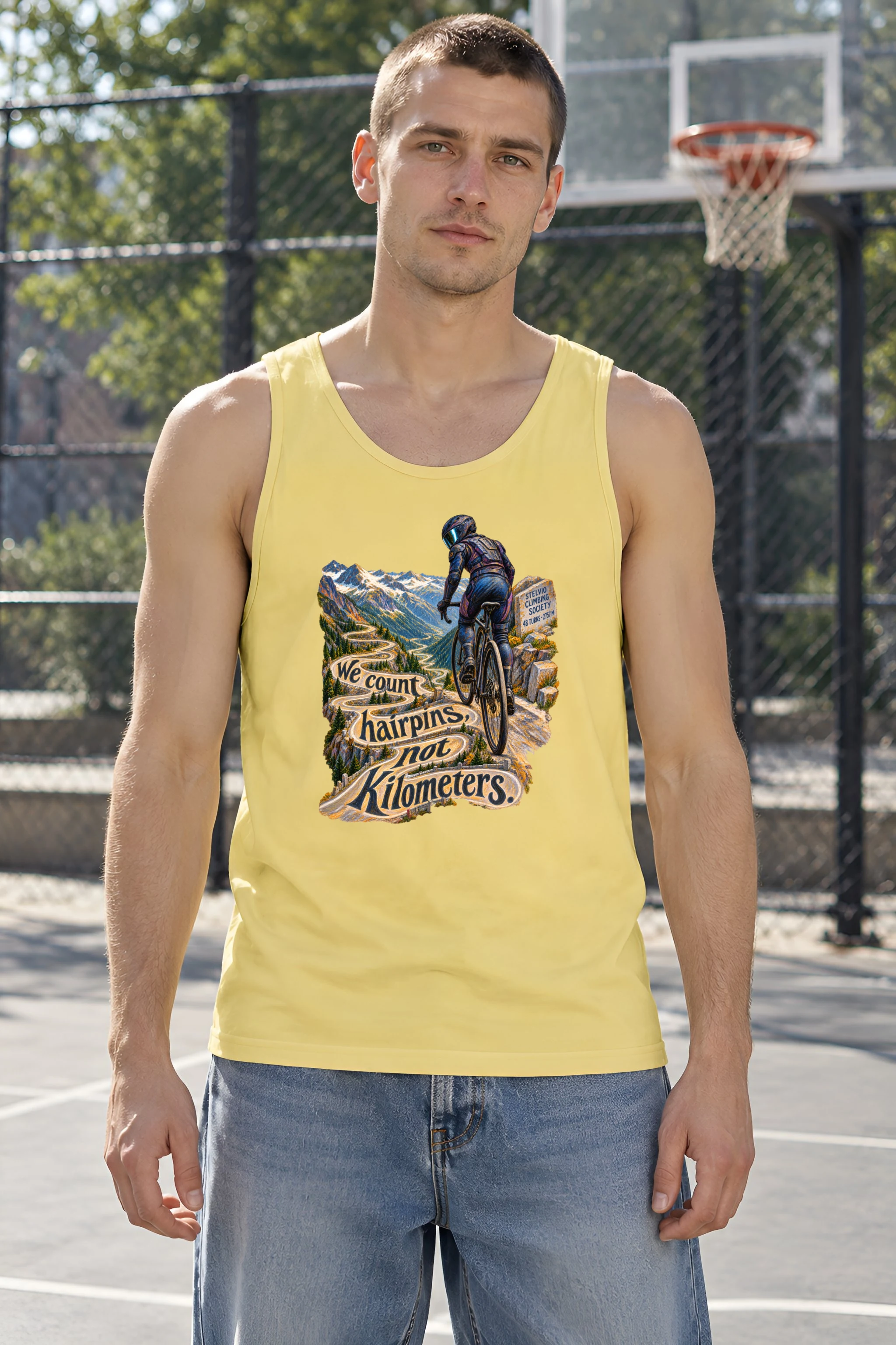 "We Count Hairpins, Not Kilometers" Unisex Jersey Tank