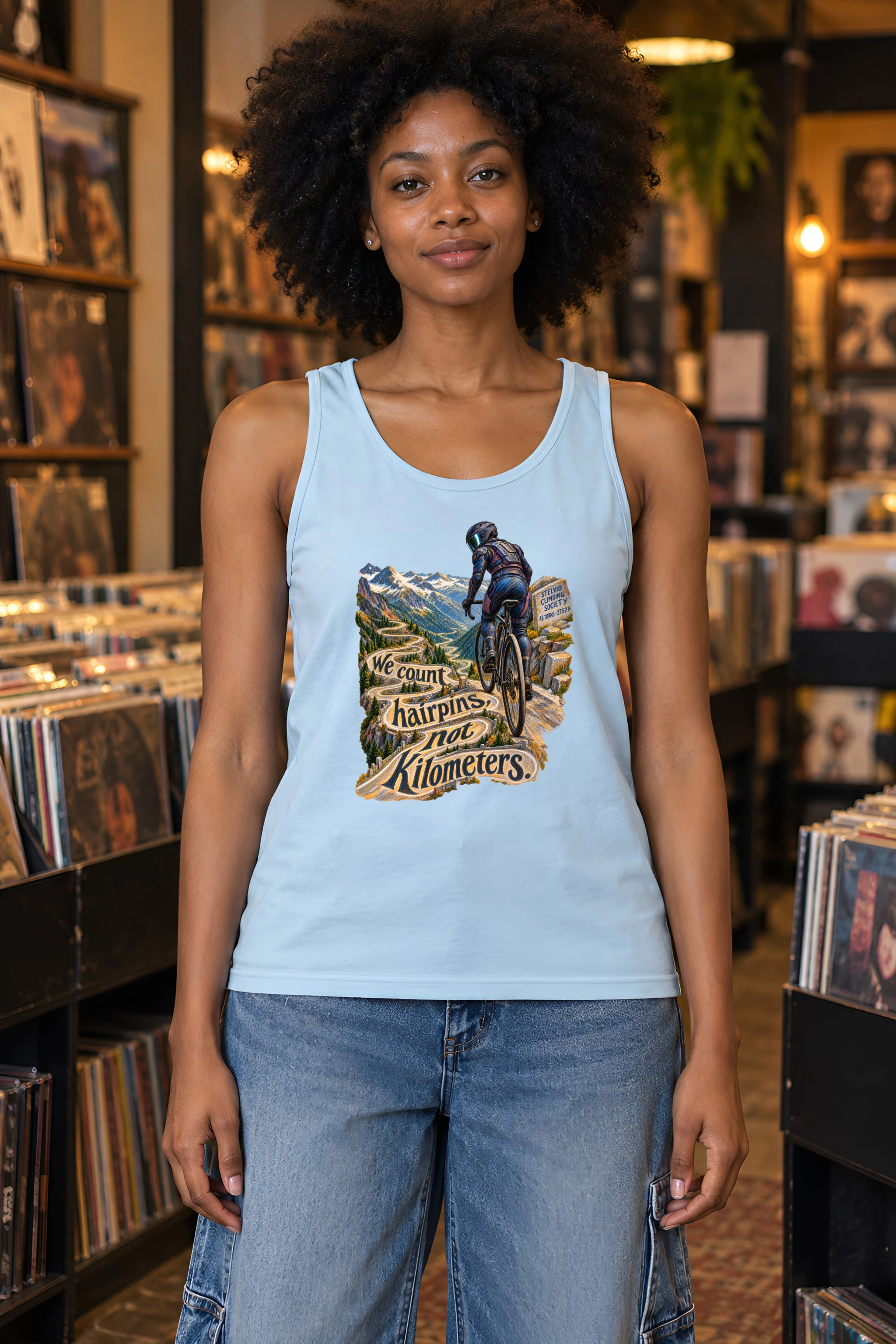"We Count Hairpins, Not Kilometers" Unisex Jersey Tank