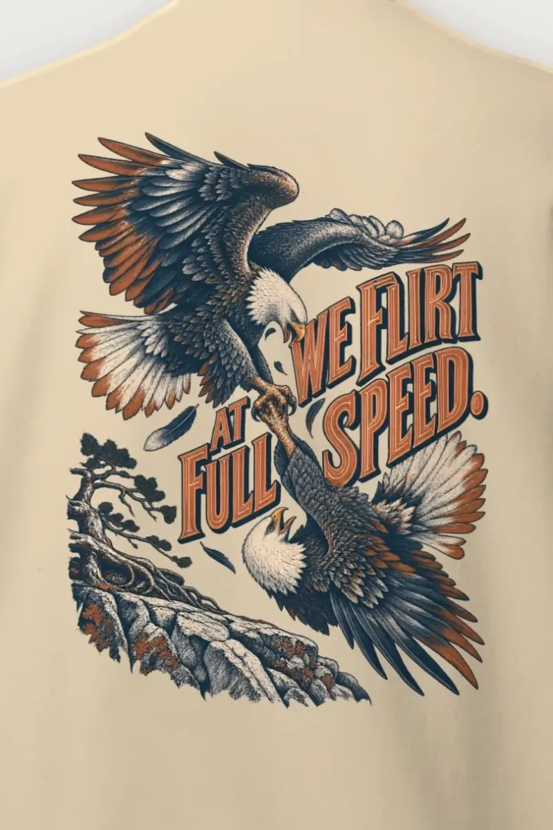 "We Flirt At Full Speed" Heavy Blend Unisex Crewneck Sweatshirt - the graphic up close