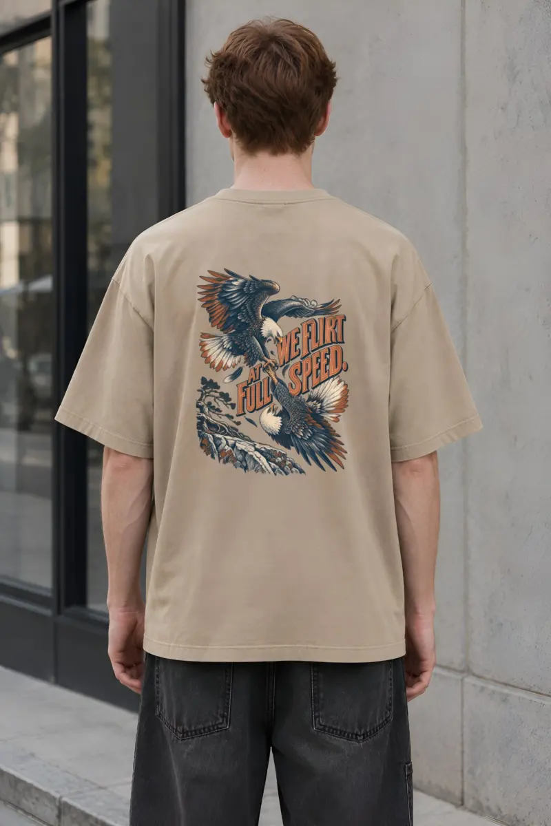 "We Flirt at Full Speed" Unisex Oversized Heavyweight Crewneck T-Shirt