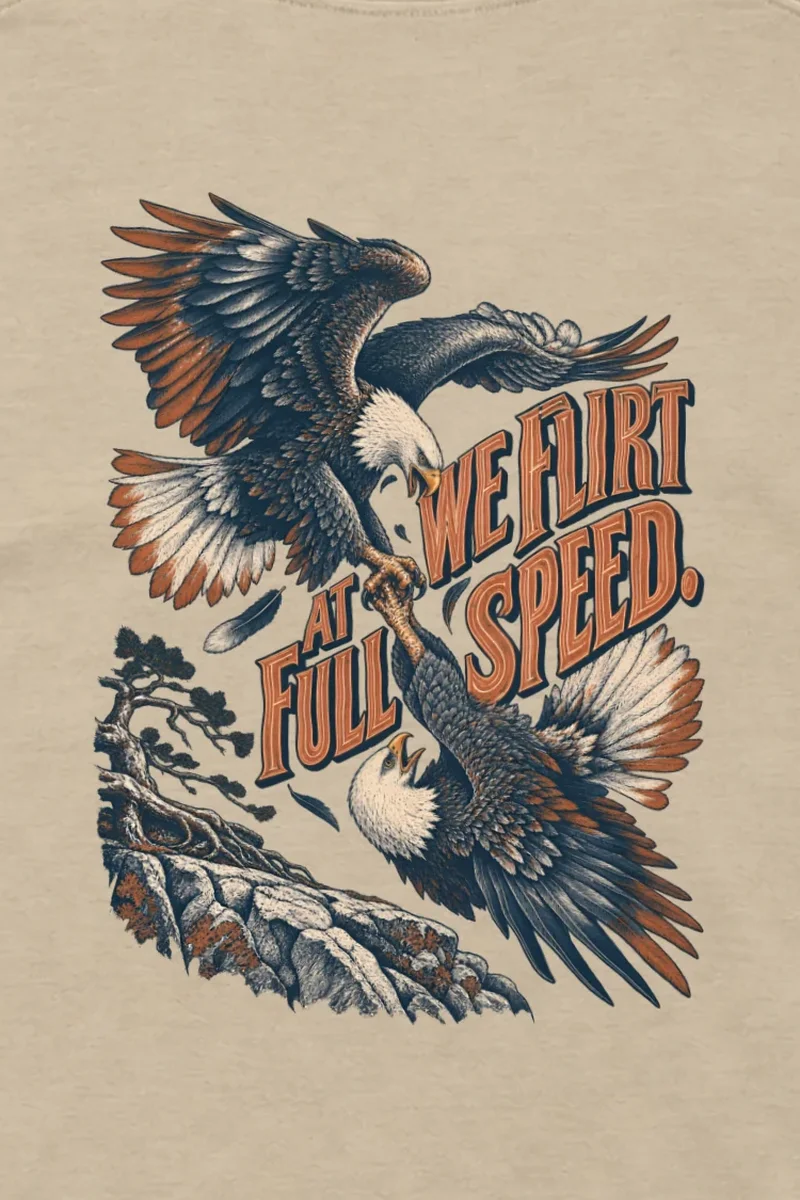 "We Flirt At Full Speed" Unisex Longsleeve T-shirt - the graphic up close