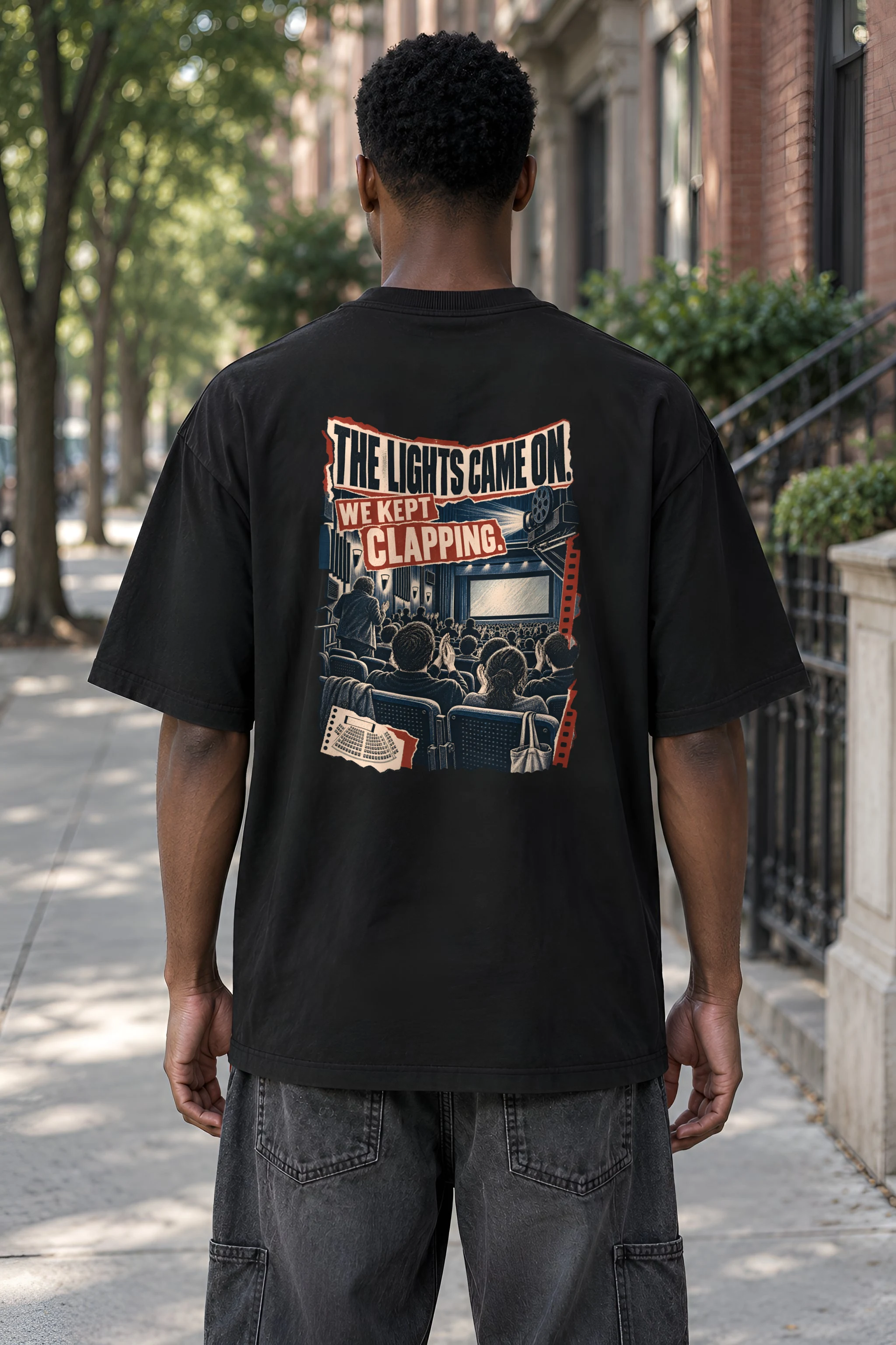 "We Kept Clapping" Men's Oversized Heavyweight Crewneck T-Shirt